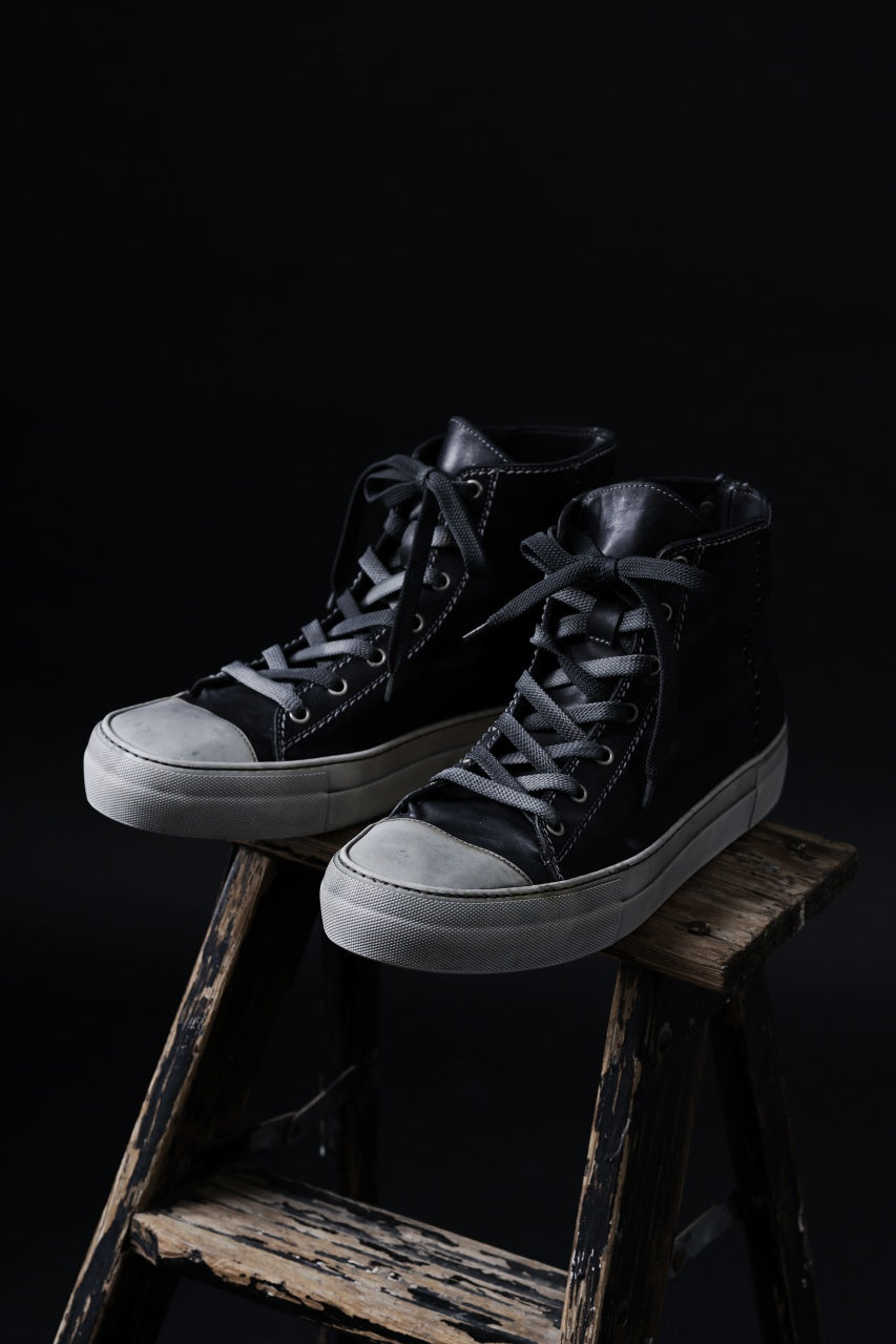 incarnation exclusive CLASSIC SNEAKER HIGH / HORSE FULL GRAIN (PIECE DYED / BLACK)