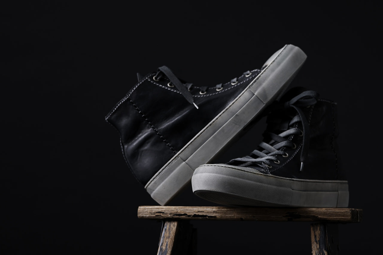 incarnation exclusive CLASSIC SNEAKER HIGH / HORSE FULL GRAIN (PIECE DYED / BLACK)