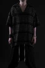 Load image into Gallery viewer, _vital half collar tunica tops / random border linen (BLACK)