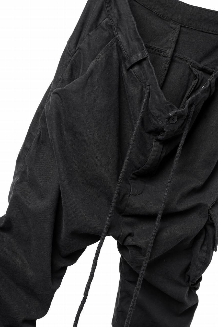 daub DYEING EASY CARGO GATHER PANTS / STRETCH TWILL COTTON (BLACK)