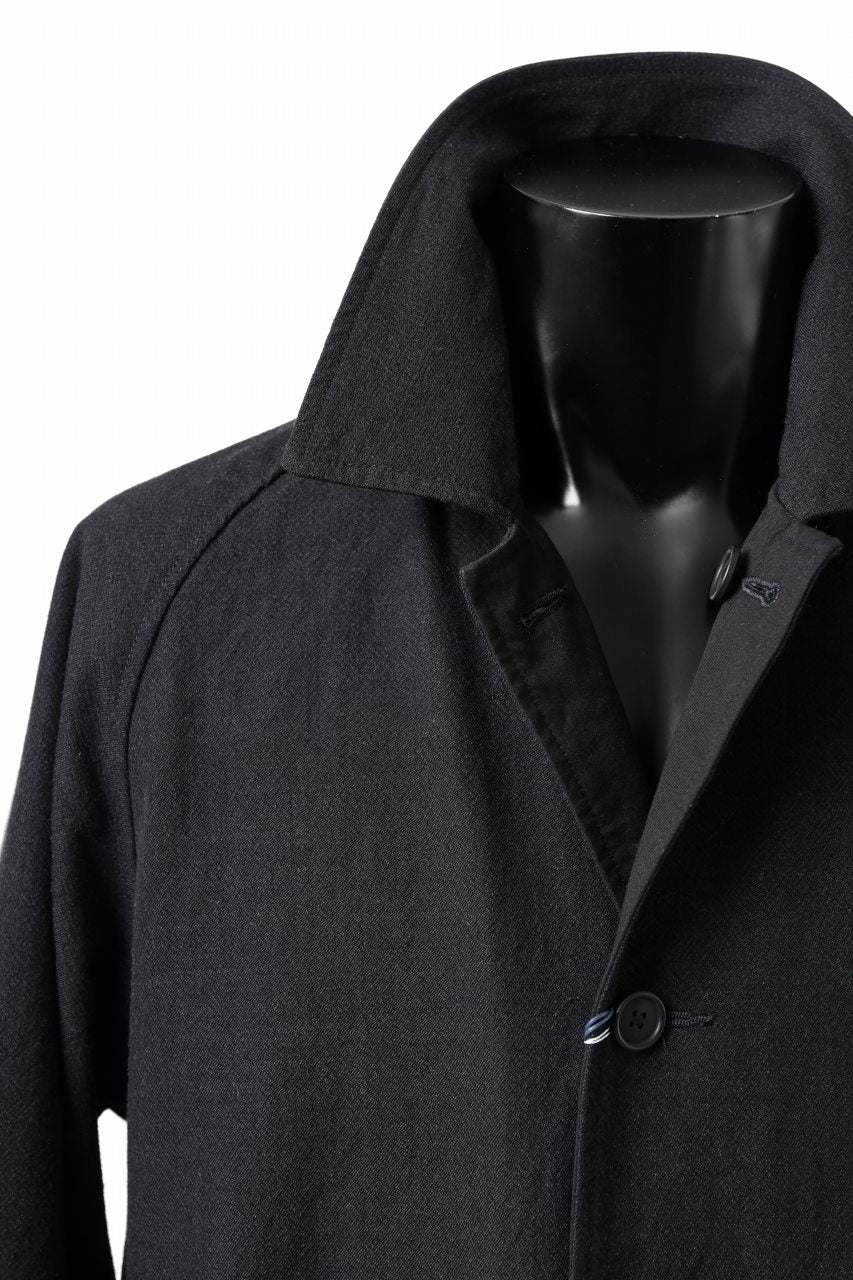 CAPERTICA REVERSIBLE MAC COAT / WASHABLE WOOL GABA & VENTILE COTTON WEATHER (BLACK NAVY)