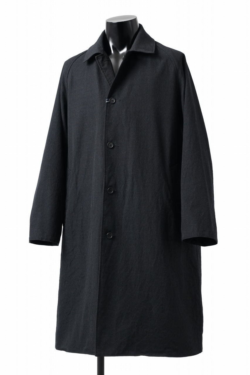 CAPERTICA REVERSIBLE MAC COAT / WASHABLE WOOL GABA & VENTILE COTTON WEATHER (BLACK NAVY)