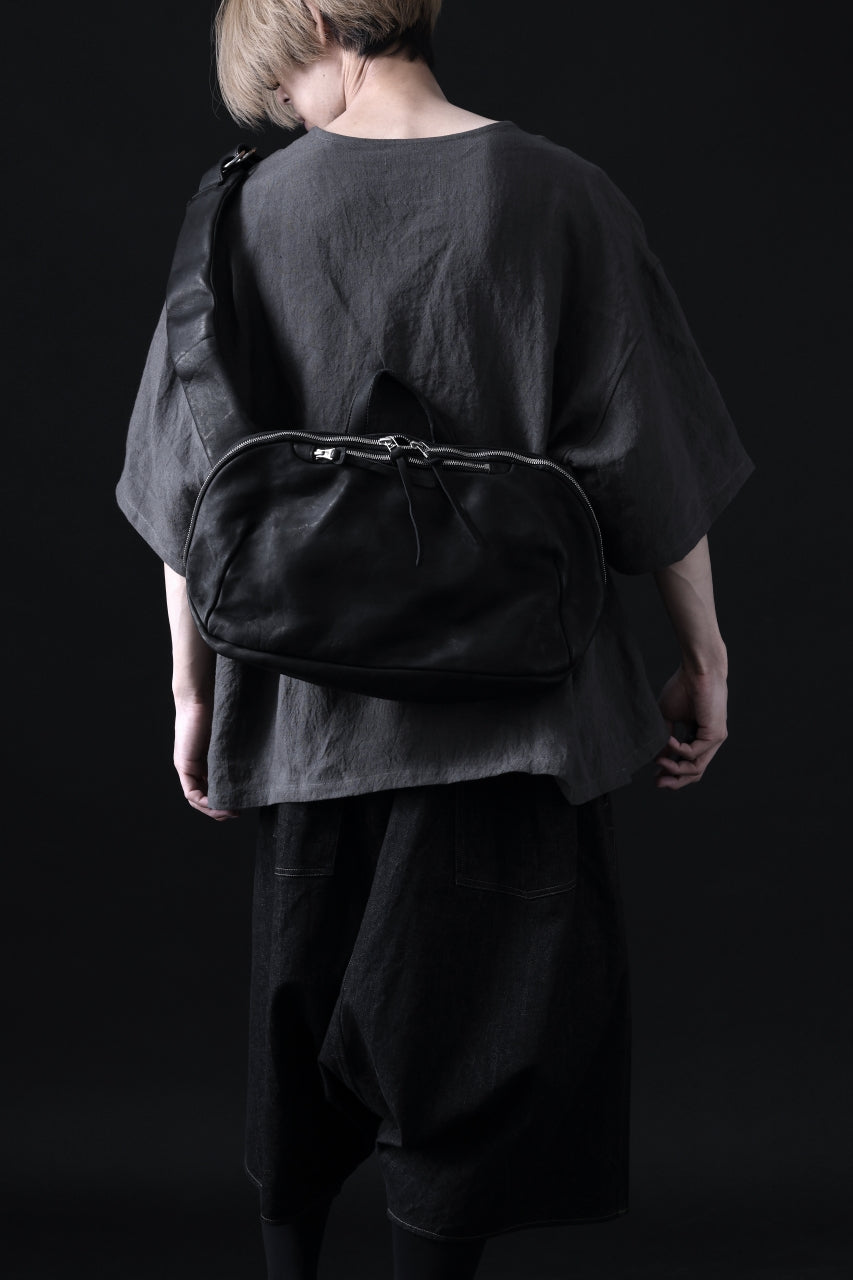 ISAMU KATAYAMA BACKLASH CROSS BODY BAG / DOUBLE-SHOULDER OBJECT DYED (BLACK)