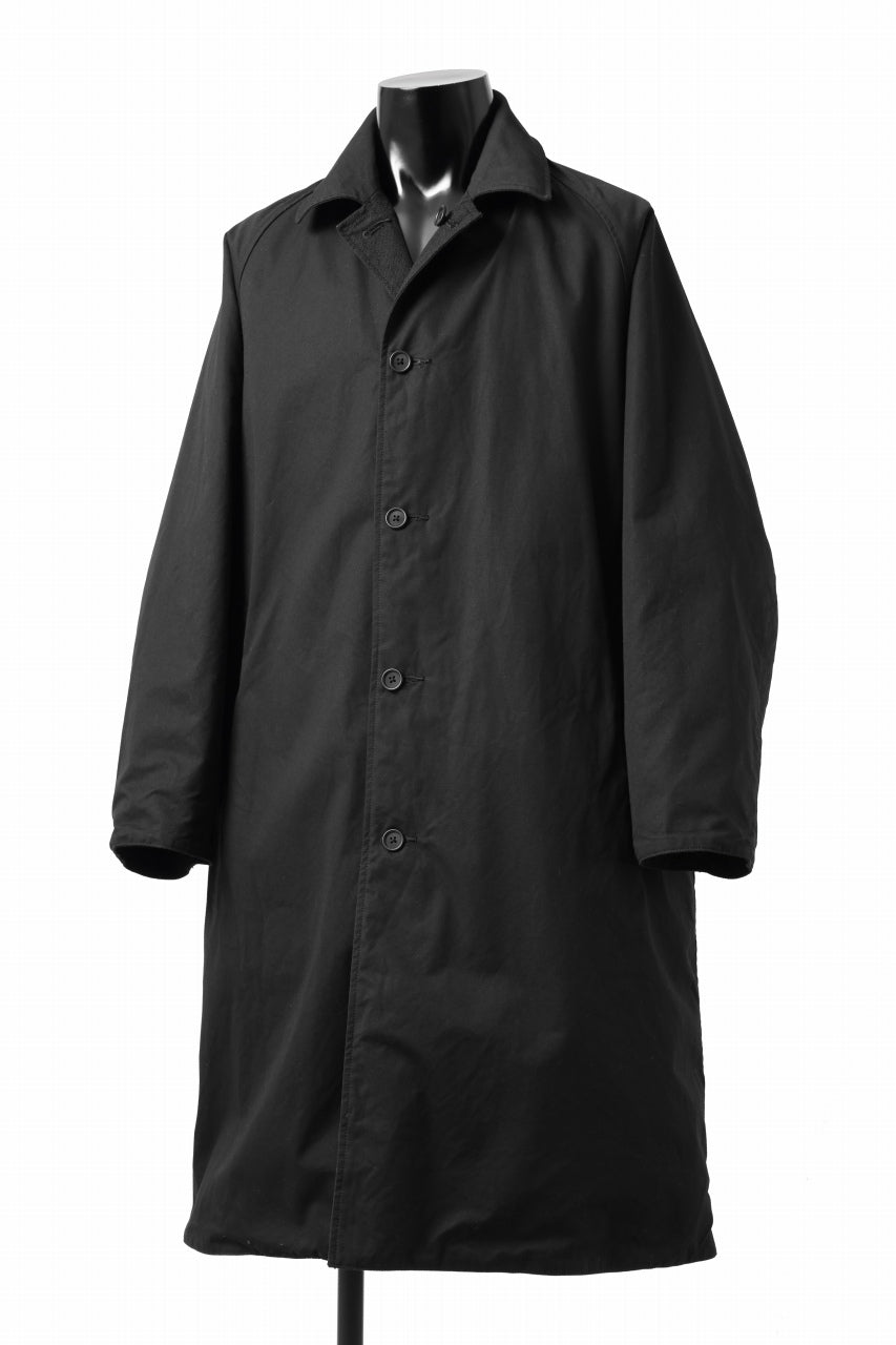 CAPERTICA REVERSIBLE MAC COAT / WASHABLE WOOL GABA & VENTILE COTTON WEATHER (BLACK NAVY)