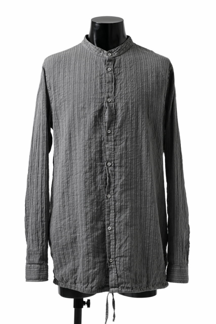 Load image into Gallery viewer, daub STRIPE LONG SHIRT / COLD DYED SOFT TWILL (GREY)