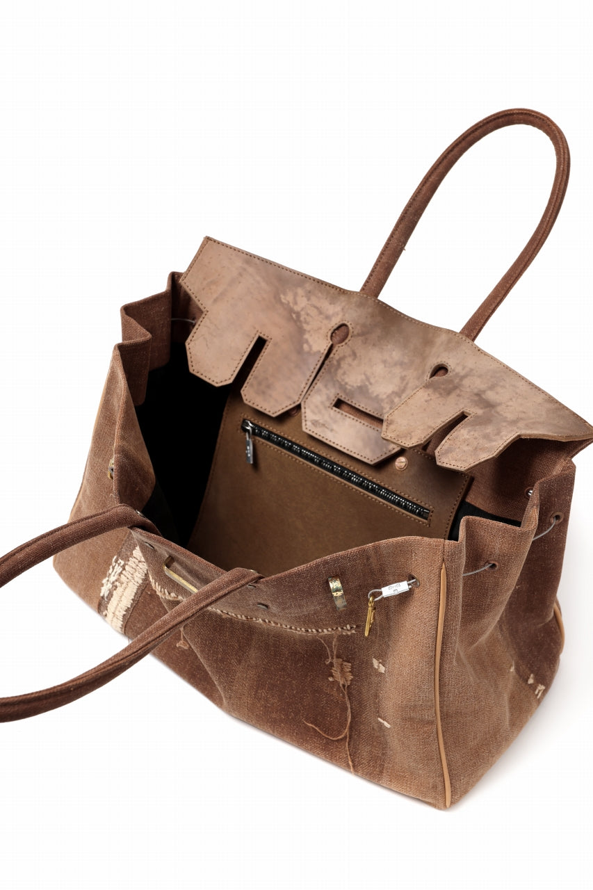 ierib exclusive Bark Bag #40 / Vintage JP SAKABUKURO Fabric + Marble Cordovan (BROWN)