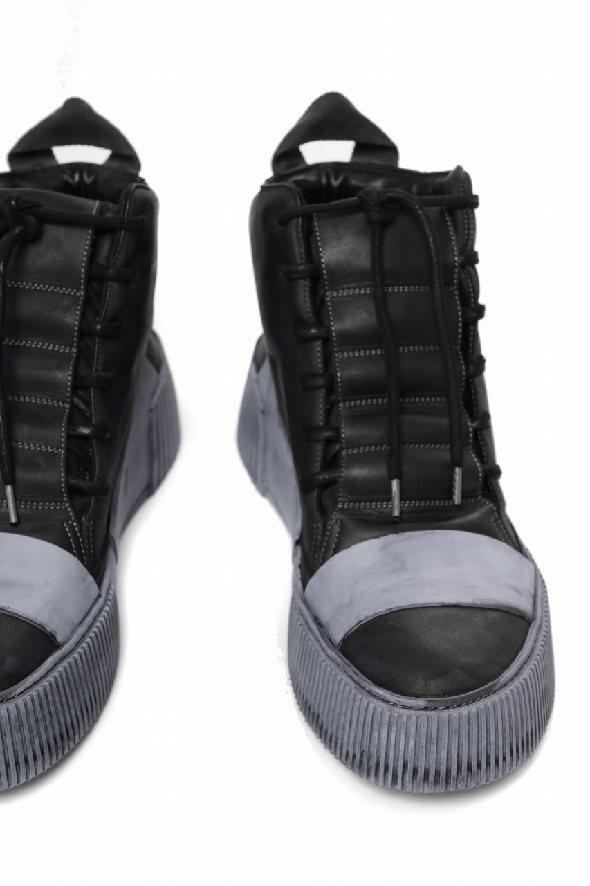 Load image into Gallery viewer, BORIS BIDJAN SABERI COW LEATHER MID CUT SNEAKER / OBJECT DYED &amp; HAND TREATED &quot;BAMBA1.1&quot; (BLACK)