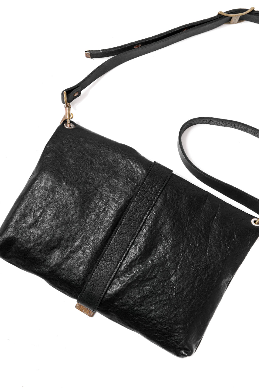ierib exclusive Folded Clutch Bag with Shoulder Strap / FVT Oiled Horse (BLACK)
