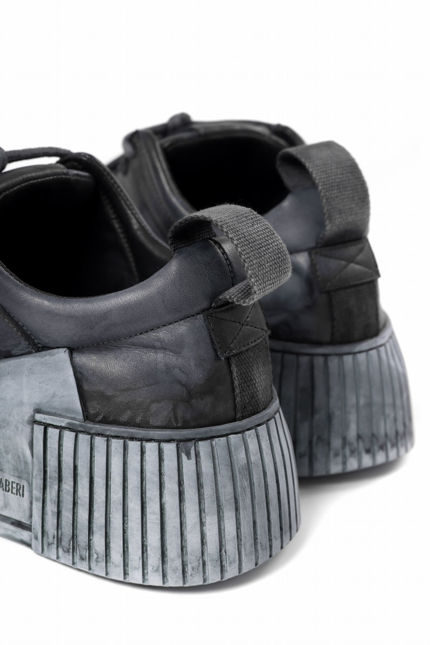 BORIS BIDJAN SABERI COW LEATHER LOW CUT SNEAKER / OBJECT DYED & HAND TREATED "BAMBA2.1" (BLACK)