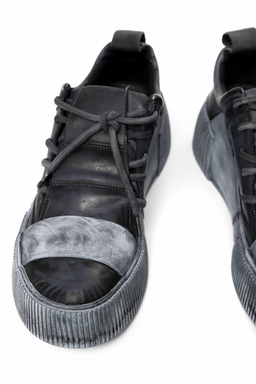 BORIS BIDJAN SABERI COW LEATHER LOW CUT SNEAKER / OBJECT DYED & HAND TREATED "BAMBA2.1" (BLACK)