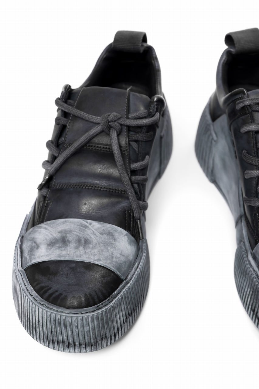Load image into Gallery viewer, BORIS BIDJAN SABERI COW LEATHER LOW CUT SNEAKER / OBJECT DYED &amp; HAND TREATED &quot;BAMBA2.1&quot; (BLACK)