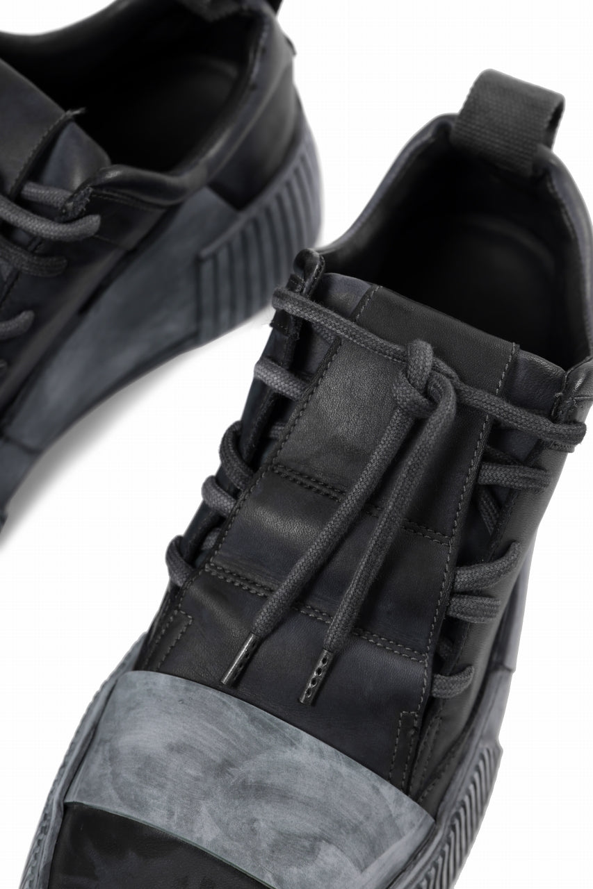 BORIS BIDJAN SABERI COW LEATHER LOW CUT SNEAKER / OBJECT DYED & HAND TREATED "BAMBA2.1" (BLACK)