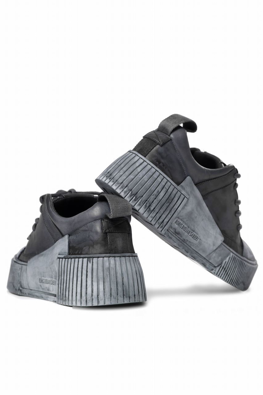 BORIS BIDJAN SABERI COW LEATHER LOW CUT SNEAKER / OBJECT DYED & HAND TREATED "BAMBA2.1" (BLACK)