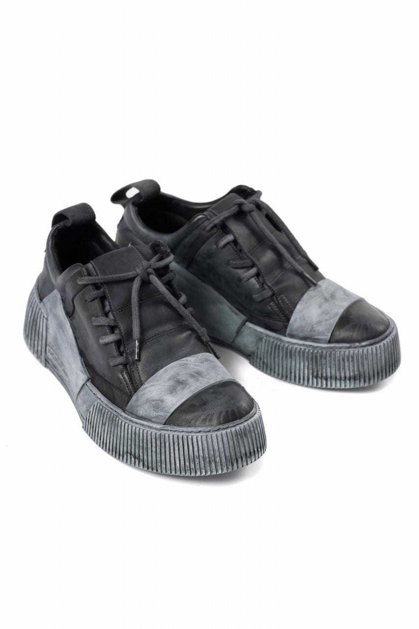 BORIS BIDJAN SABERI COW LEATHER LOW CUT SNEAKER / OBJECT DYED & HAND TREATED "BAMBA2.1" (BLACK)