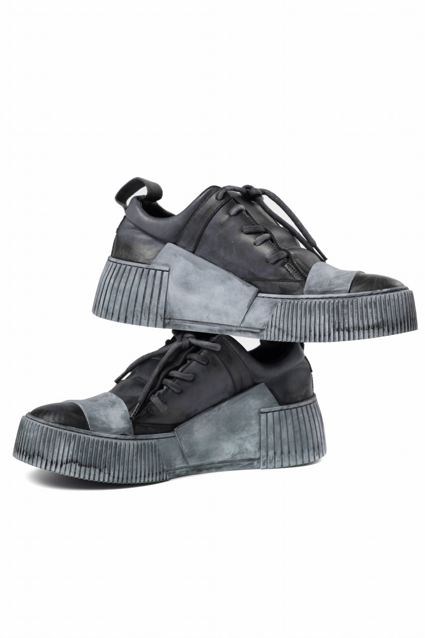 画像をギャラリービューアに読み込む, BORIS BIDJAN SABERI COW LEATHER LOW CUT SNEAKER / OBJECT DYED &amp; HAND TREATED &quot;BAMBA2.1&quot; (BLACK)