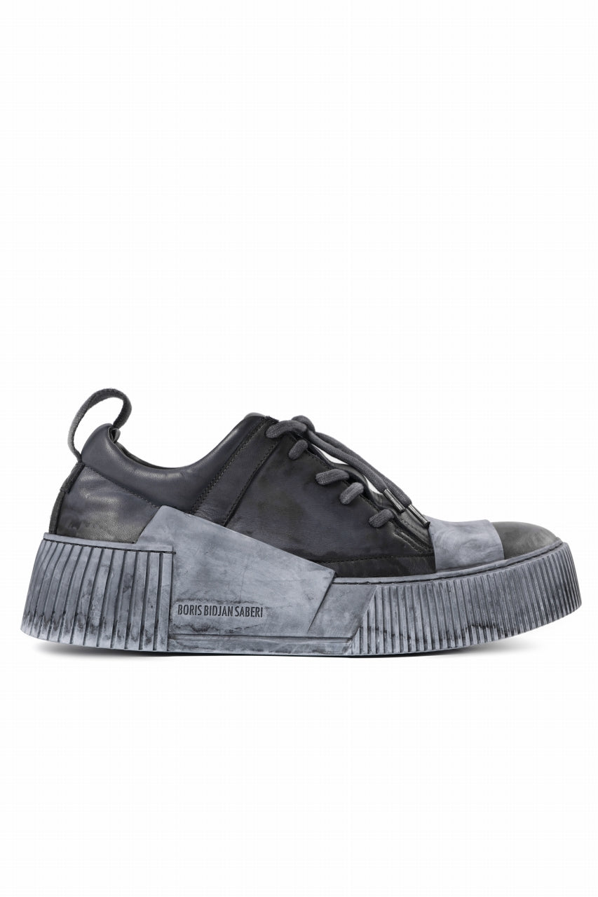 BORIS BIDJAN SABERI COW LEATHER LOW CUT SNEAKER / OBJECT DYED & HAND TREATED "BAMBA2.1" (BLACK)