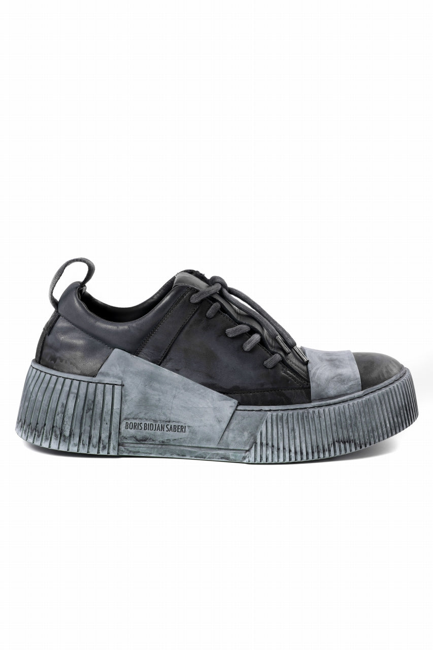 BORIS BIDJAN SABERI COW LEATHER LOW CUT SNEAKER / OBJECT DYED & HAND TREATED "BAMBA2.1" (BLACK)