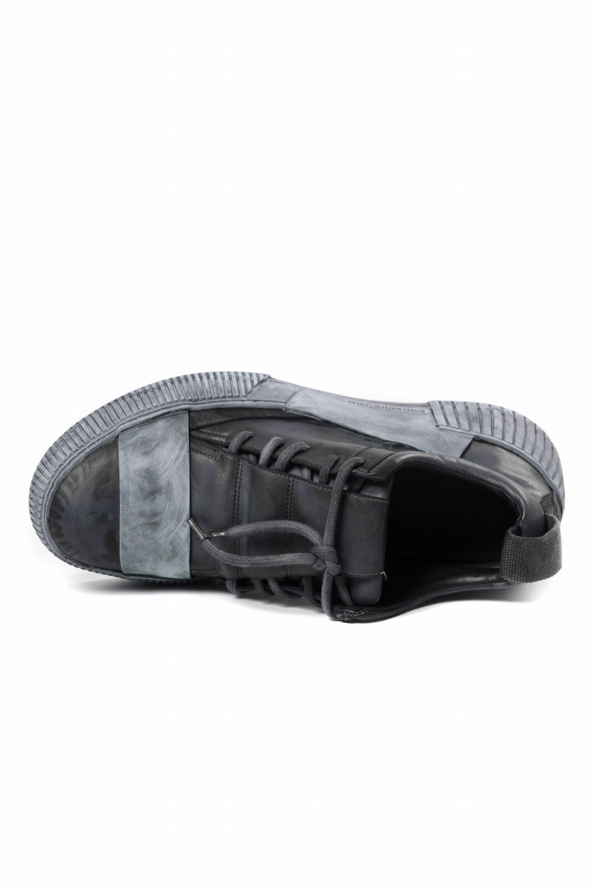 BORIS BIDJAN SABERI COW LEATHER LOW CUT SNEAKER / OBJECT DYED & HAND TREATED "BAMBA2.1" (BLACK)