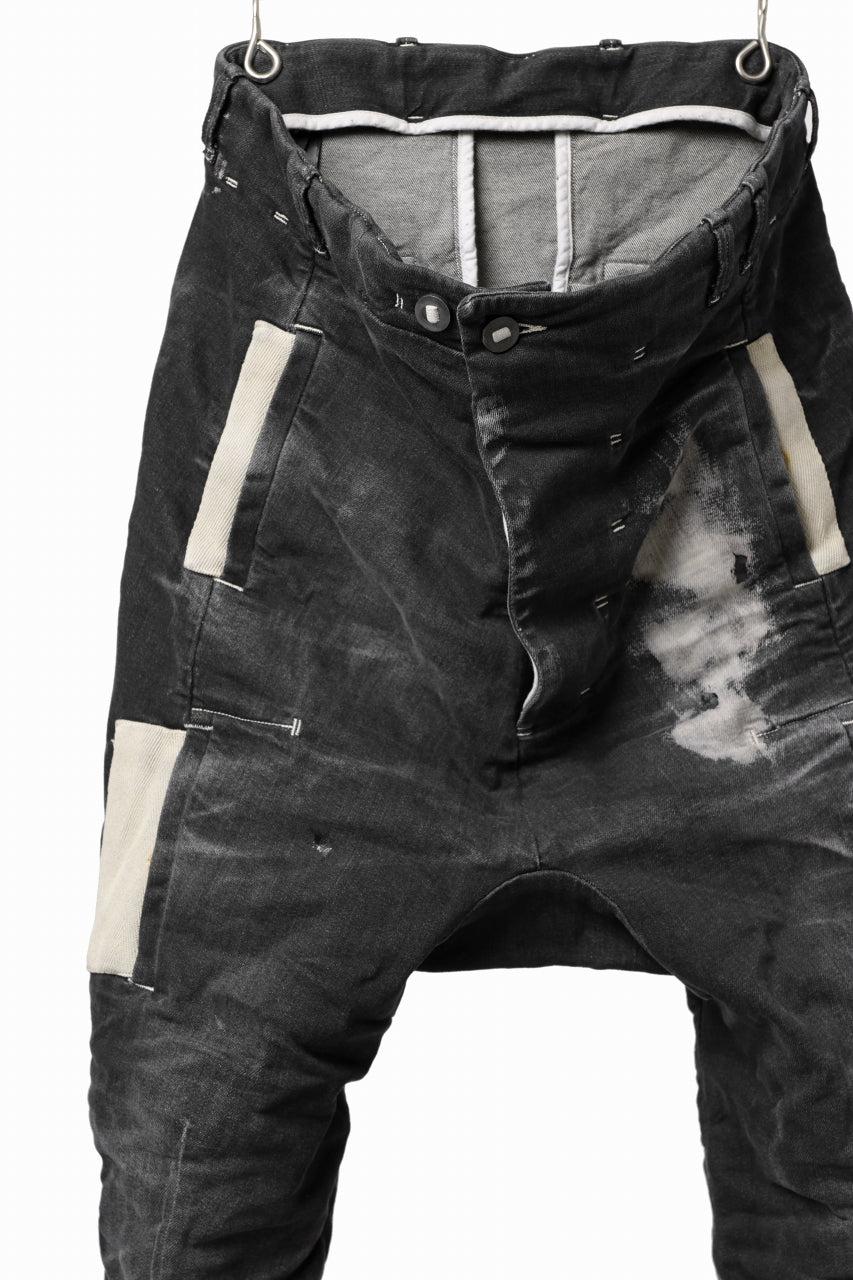 Load image into Gallery viewer, BORIS BIDJAN SABERI DROP CROTCH PANTS / STONE WASHED &amp; USED EFFECT &amp; BODY MOLDED &quot;P24-F1603K&quot; (BLACK DENIM)