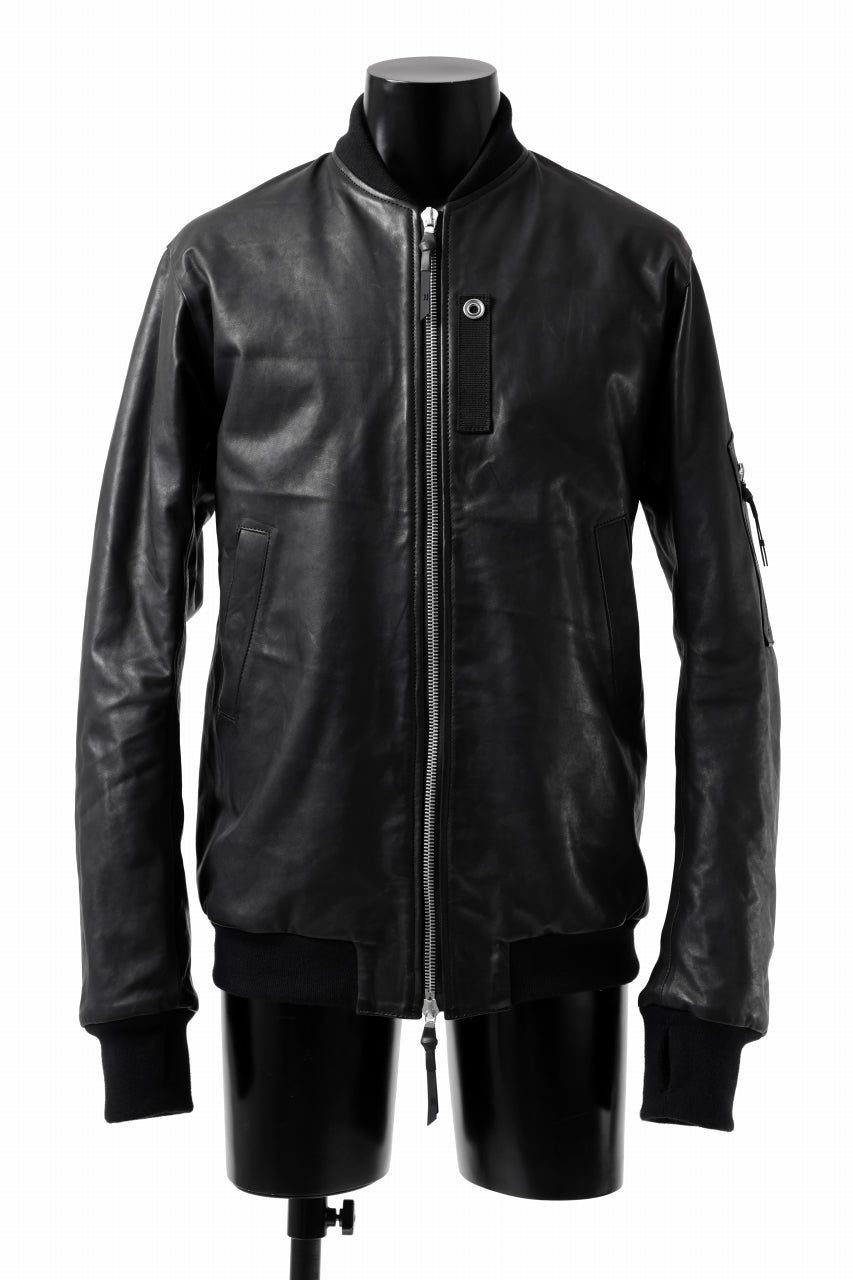 11 BY BORIS BIDJAN SABERI MA-1 PADDED JACKET / HORSE SKIN +