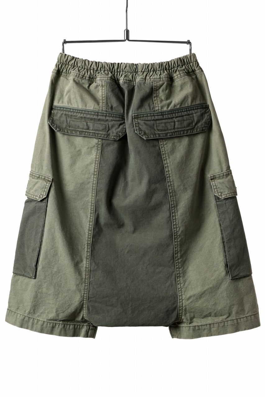 ISAMU KATAYAMA BACKLASH SARROUEL SHORTS / STONE WASHED USA-COTTON (KHAKI)