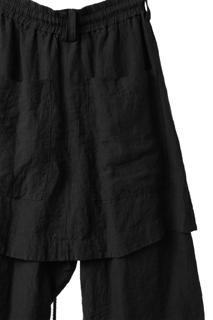 _vital combi layered skirt wide pants / organic soft linen (BLACK)