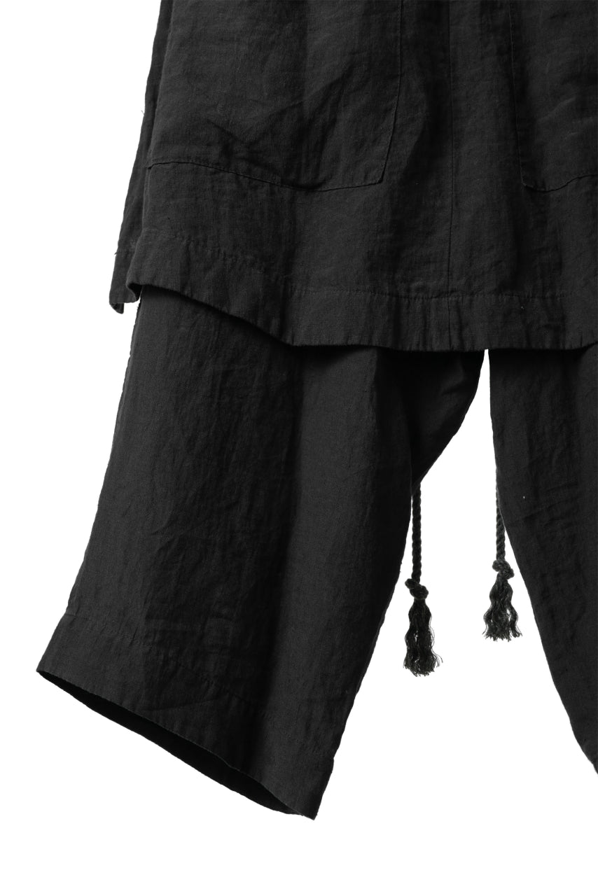 Load image into Gallery viewer, _vital combi layered skirt wide pants / organic soft linen (BLACK)