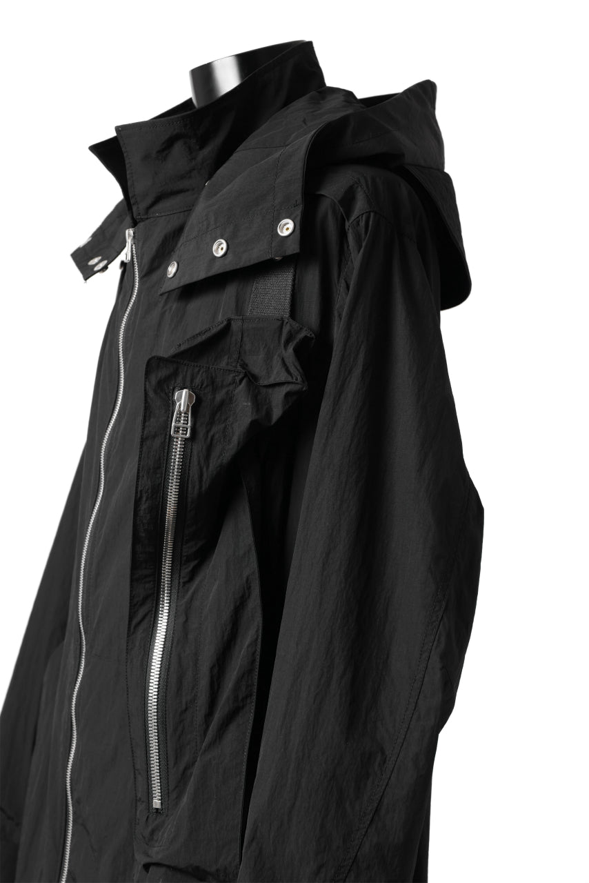 Load image into Gallery viewer, A.F ARTEFACT HOODIE LONG ZIP COAT with DETACHABLE POCKET POUCH (BLACK)