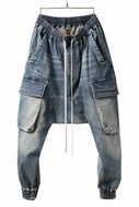 A.F ARTEFACT EASY SARROUEL CARGO PANTS / FADED AGEING DENIM (BLUE)