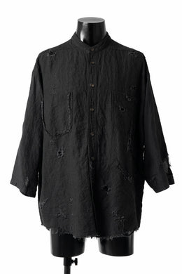 A.F ARTEFACT DAMEGE WORK SHIRT / CRASHED LINEN (BLACK)