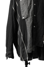 Load image into Gallery viewer, A.F ARTEFACT FRONT ZIP ASYMMETRY COCOON SHIRT / COMBI LINEN FABRIC (BLACK x MIX)