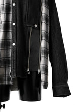 Load image into Gallery viewer, A.F ARTEFACT FRONT ZIP ASYMMETRY COCOON SHIRT / COMBI CHECK FABRIC (BLACK x CHECK)