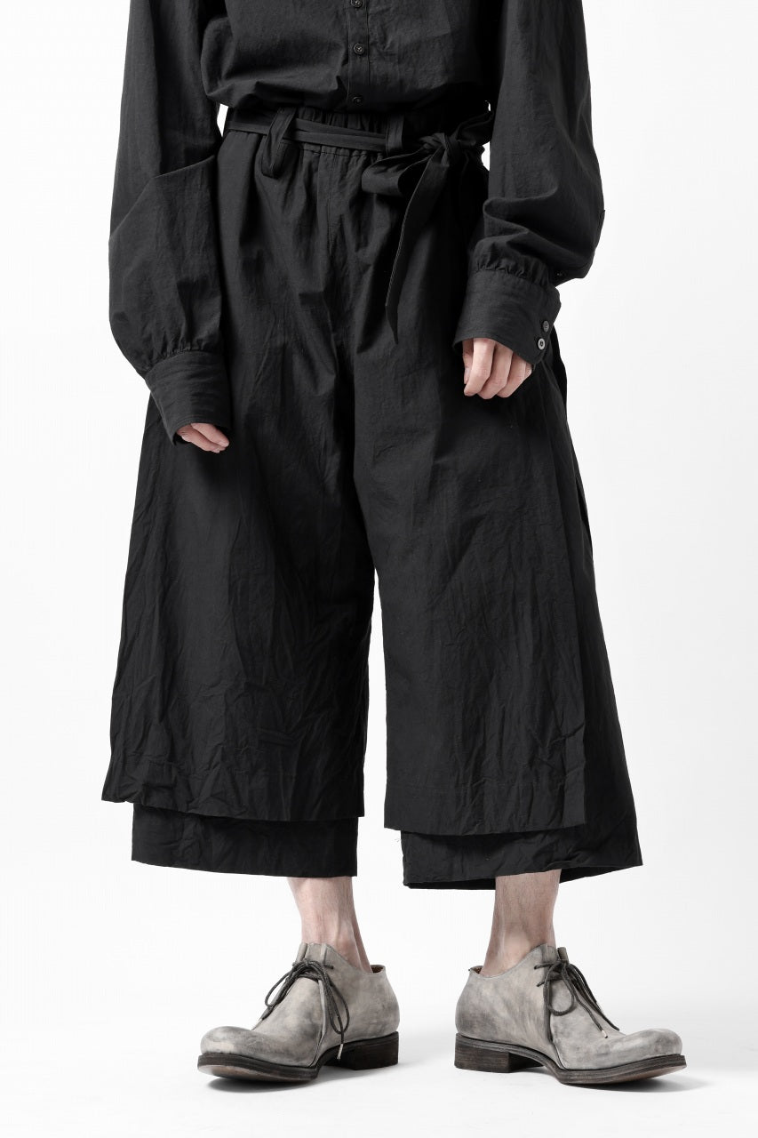 KLASICA VENT LAYERED FOLKLORE TROUSERS / HAND DYED COTTON-LINEN (BLACK)