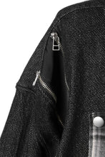 Load image into Gallery viewer, A.F ARTEFACT FRONT ZIP ASYMMETRY COCOON SHIRT / COMBI CHECK FABRIC (BLACK x CHECK)