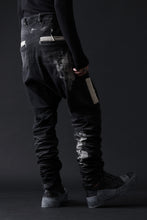 Load image into Gallery viewer, BORIS BIDJAN SABERI DROP CROTCH PANTS / STONE WASHED &amp; USED EFFECT &amp; BODY MOLDED &quot;P24-F1603K&quot; (BLACK DENIM)