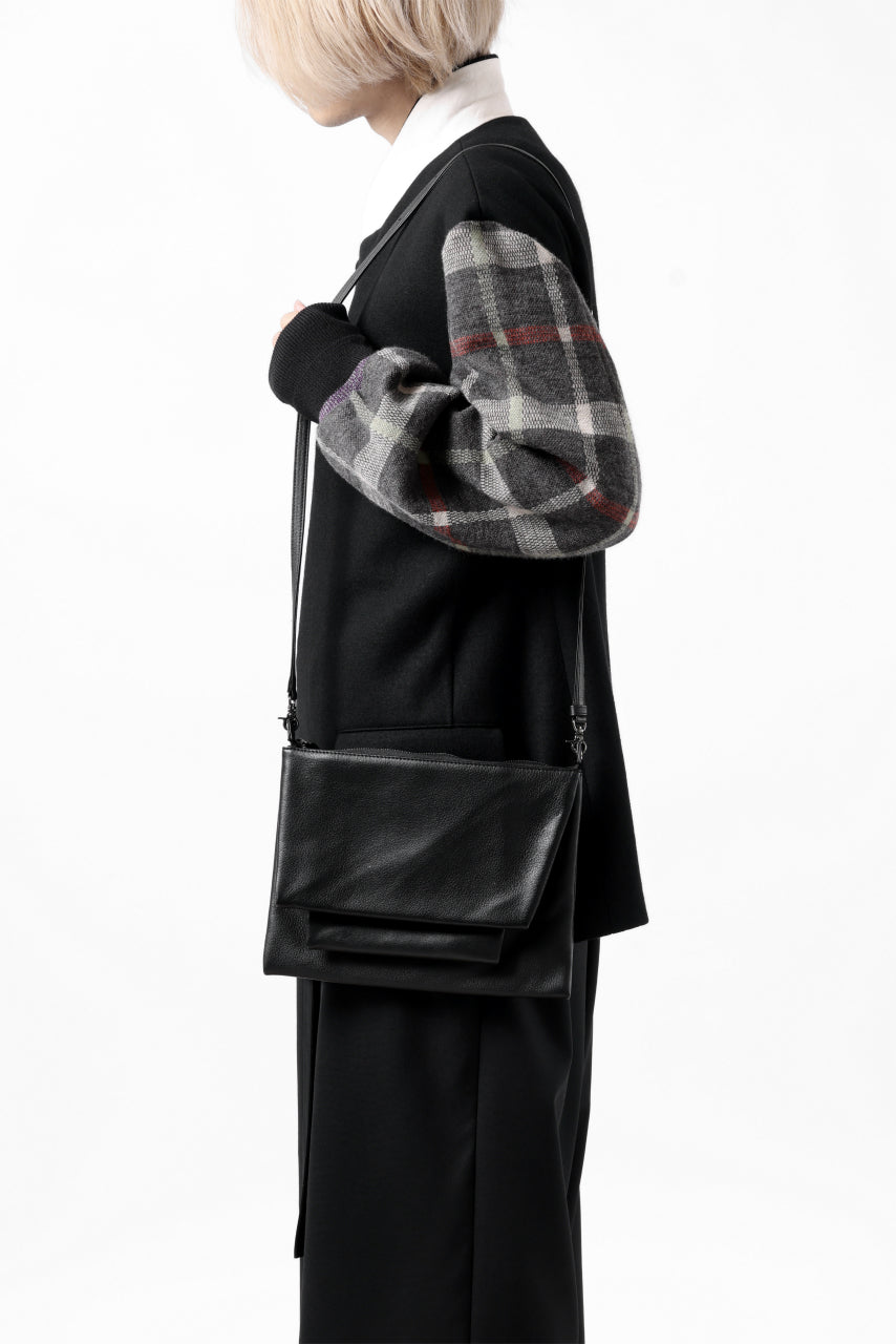 Load image into Gallery viewer, discord Yohji Yamamoto Triple Clutch Shoulder Bag / Soft Shrink Cow Leather (BLACK)