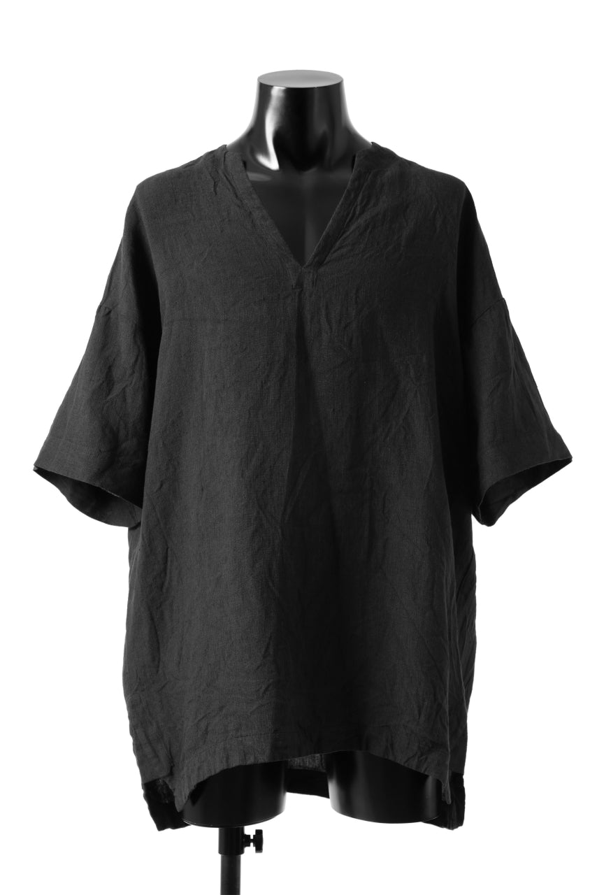 _vital exclusive minimal tunica tops / shadow stripe soft linen (BLACK)