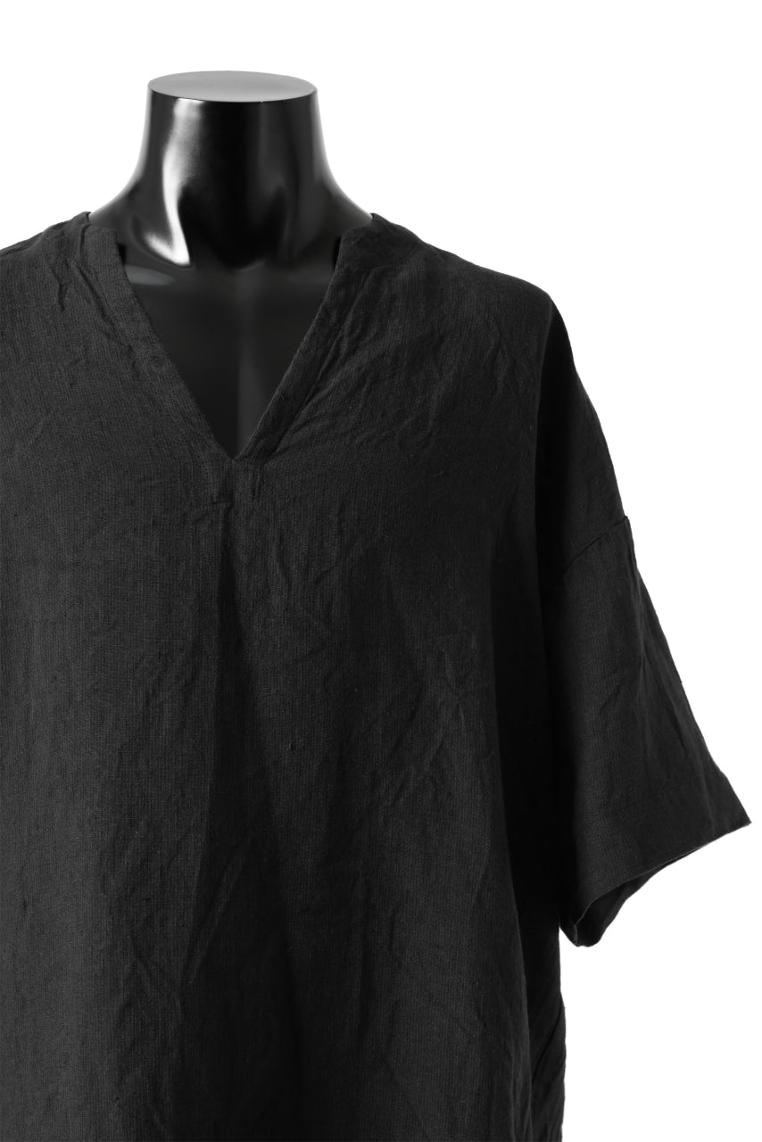 _vital exclusive minimal tunica tops / shadow stripe soft linen (BLACK)