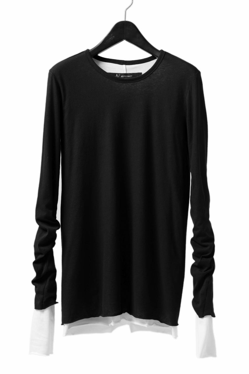 画像をギャラリービューアに読み込む, A.F ARTEFACT LAYERED LONG SLEEVE TOPS / SOFT JERSEY (BLACK x WHITE)