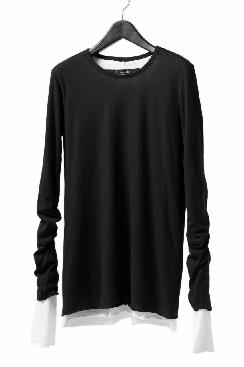 A.F ARTEFACT LAYERED LONG SLEEVE TOPS / SOFT JERSEY (BLACK x WHITE)