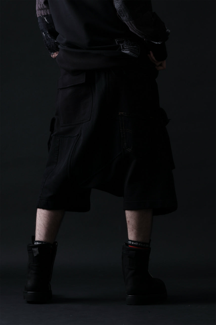 MASSIMO SABBADIN LOW CLOTCH SWEAT SHORTS wt. VINTAGE DENIM APP. (full black)