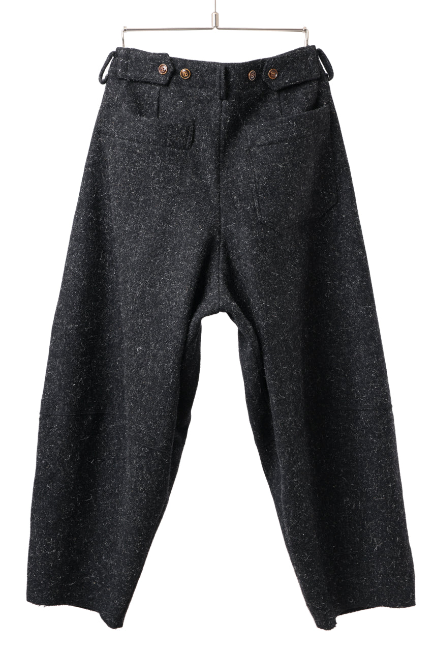 YUTA MATSUOKA wide taper cropped pants / british wool melton including kempi (charcoal gray)