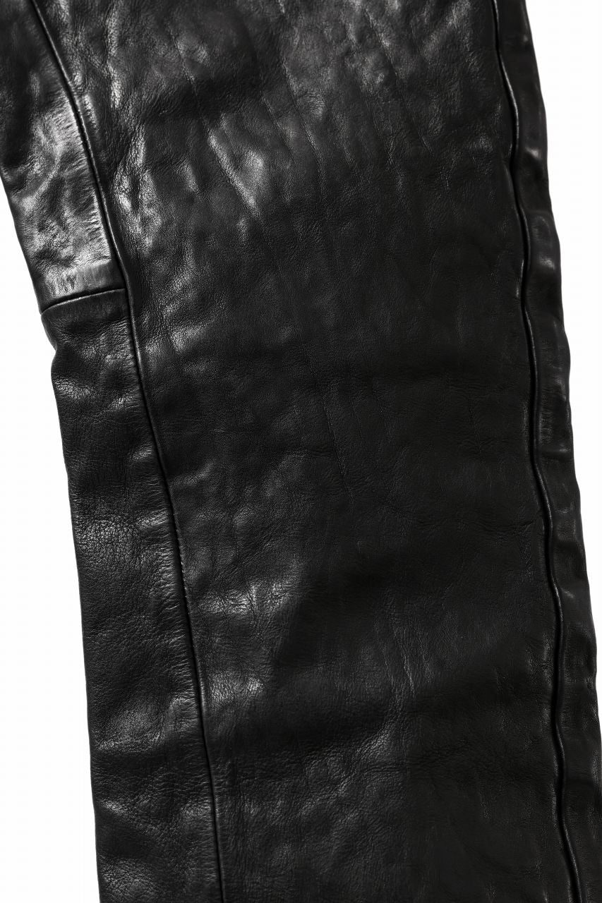 Load image into Gallery viewer, ISAMU KATAYAMA BACKLASH TIGHT STRAIGHT LEATHER PANTS / GARMENT DYED - ITALY SHOULDER (BLACK)