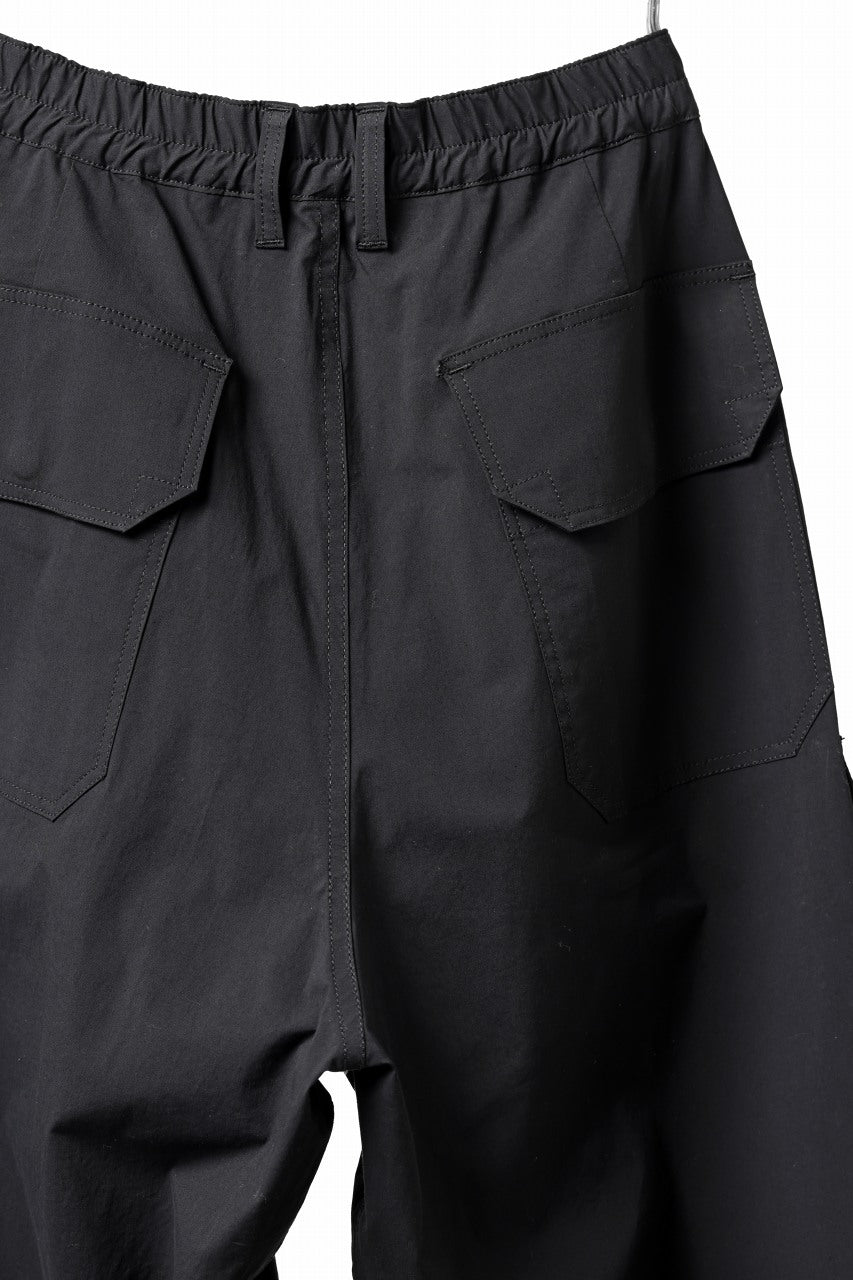 ISAMU KATAYAMA BACKLASH WIDE CARGO PANTS / STRETCH TYPEWRITER CLOTH (BLACK)
