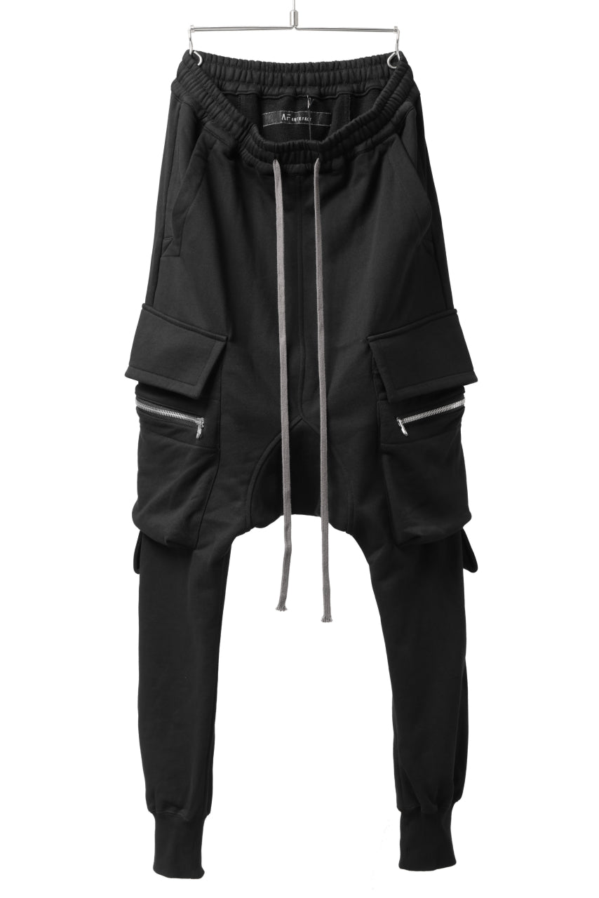 A.F ARTEFACT ZIPPER SARROUEL CARGO PANTS / COTTON SWEAT (BLACK)