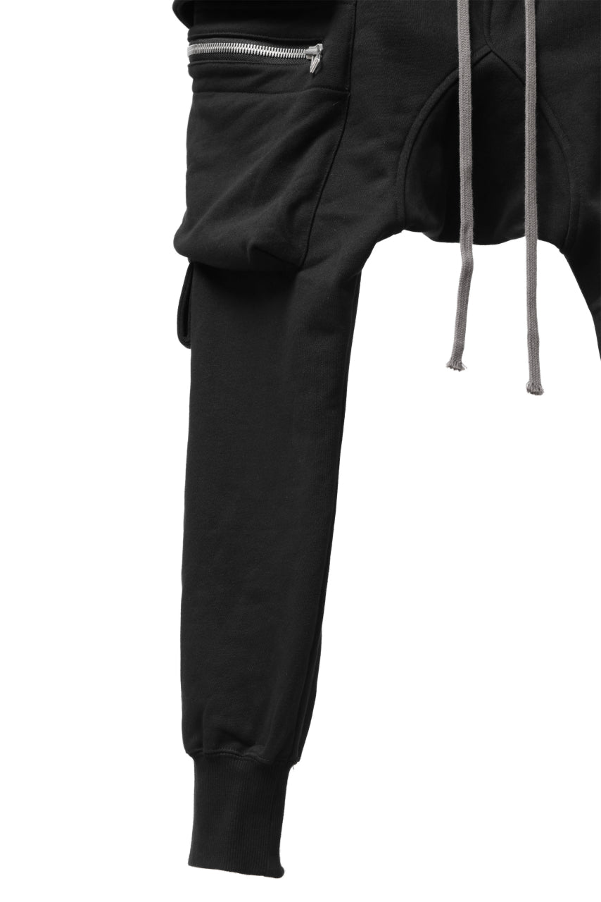 A.F ARTEFACT ZIPPER SARROUEL CARGO PANTS / COTTON SWEAT (BLACK)