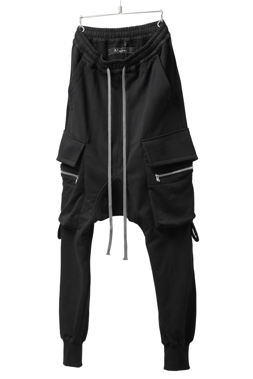 A.F ARTEFACT ZIPPER SARROUEL CARGO PANTS / COTTON SWEAT (BLACK)