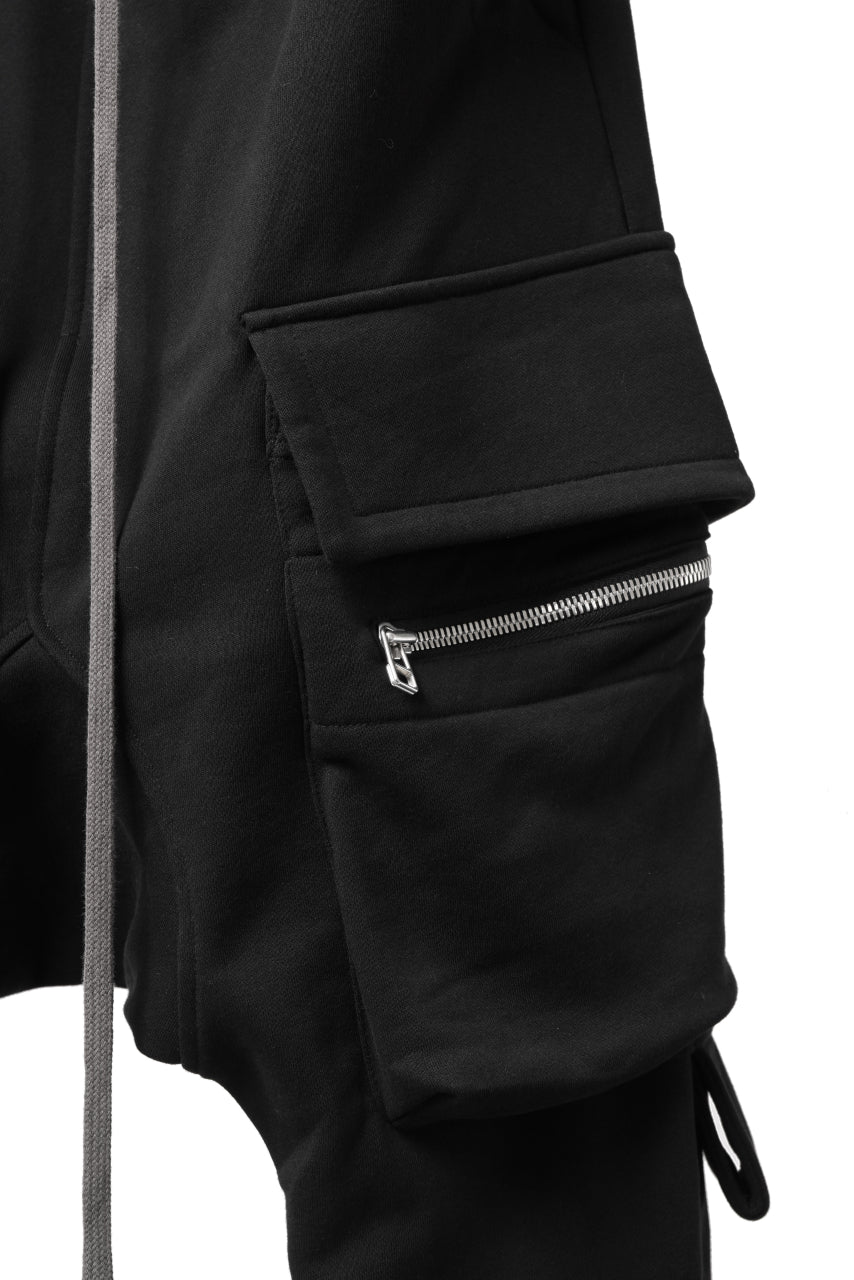 A.F ARTEFACT ZIPPER SARROUEL CARGO PANTS / COTTON SWEAT (BLACK)