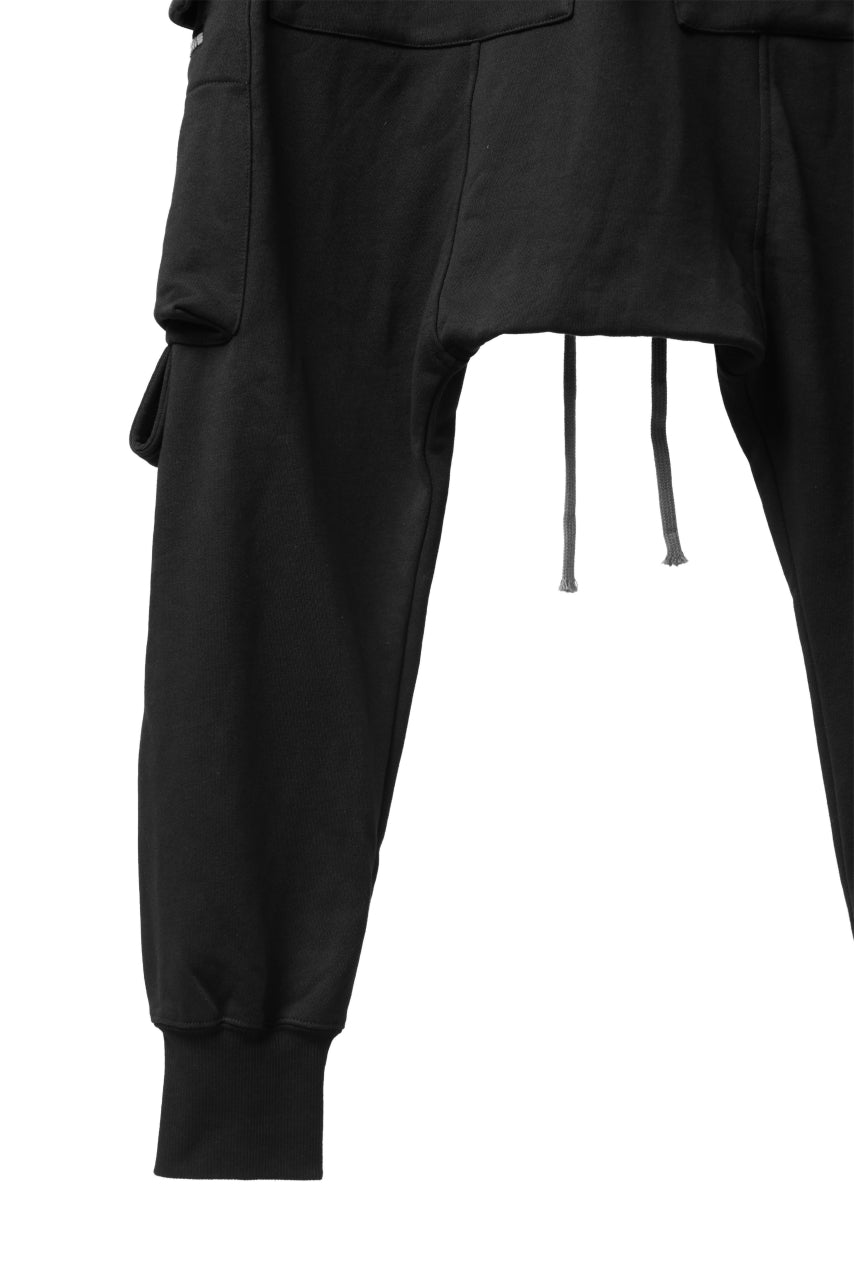 A.F ARTEFACT ZIPPER SARROUEL CARGO PANTS / COTTON SWEAT (BLACK)