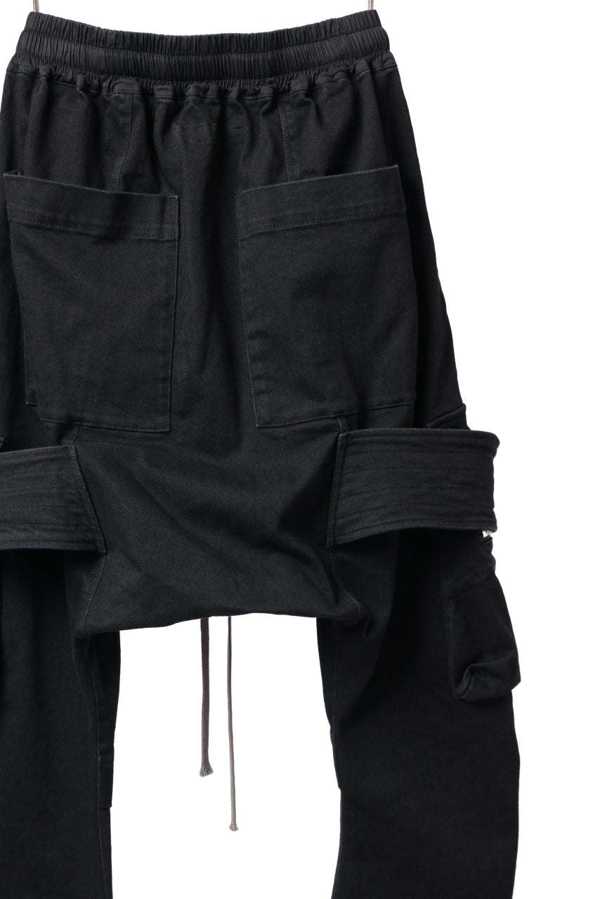 A.F ARTEFACT FLAP-DETAIL SLIM CARGO PANTS / HI-STRETCH DENIM (BLACK)